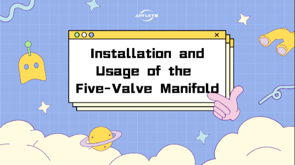 Five-valve manifold connected to a differential pressure transmitter for industrial measurement