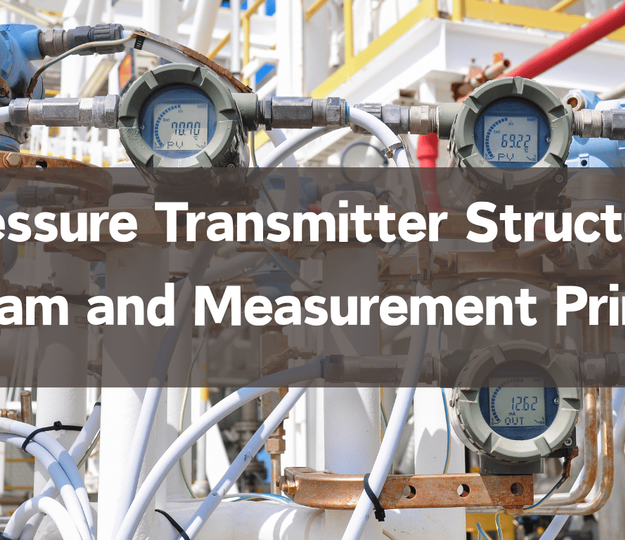 Pressure transmitter structure showing diaphragm sensor electronics housing and internal measurement components