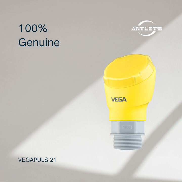 VEGA VEGAPULS 21 compact radar sensor designed for reliable non-contact continuous level measurement of liquids in industrial tanks.