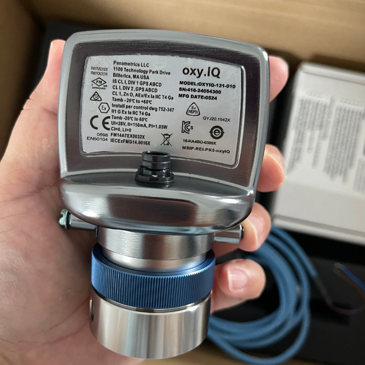 GE oxy.IQ galvanic fuel cell oxygen sensor nameplate